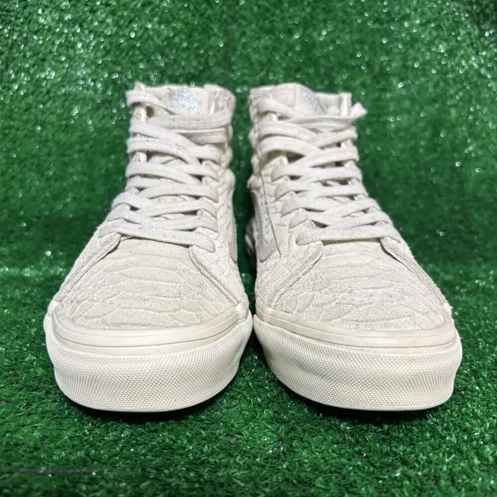 Vans Sk8-Hi Zip Womens 6 Mens 4.5 Cream Snake Shoes 721277